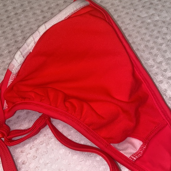NEW! ADIDAS Cross Back Bikini Top Size 10 Hot Coral White Athletic - Picture 12 of 13